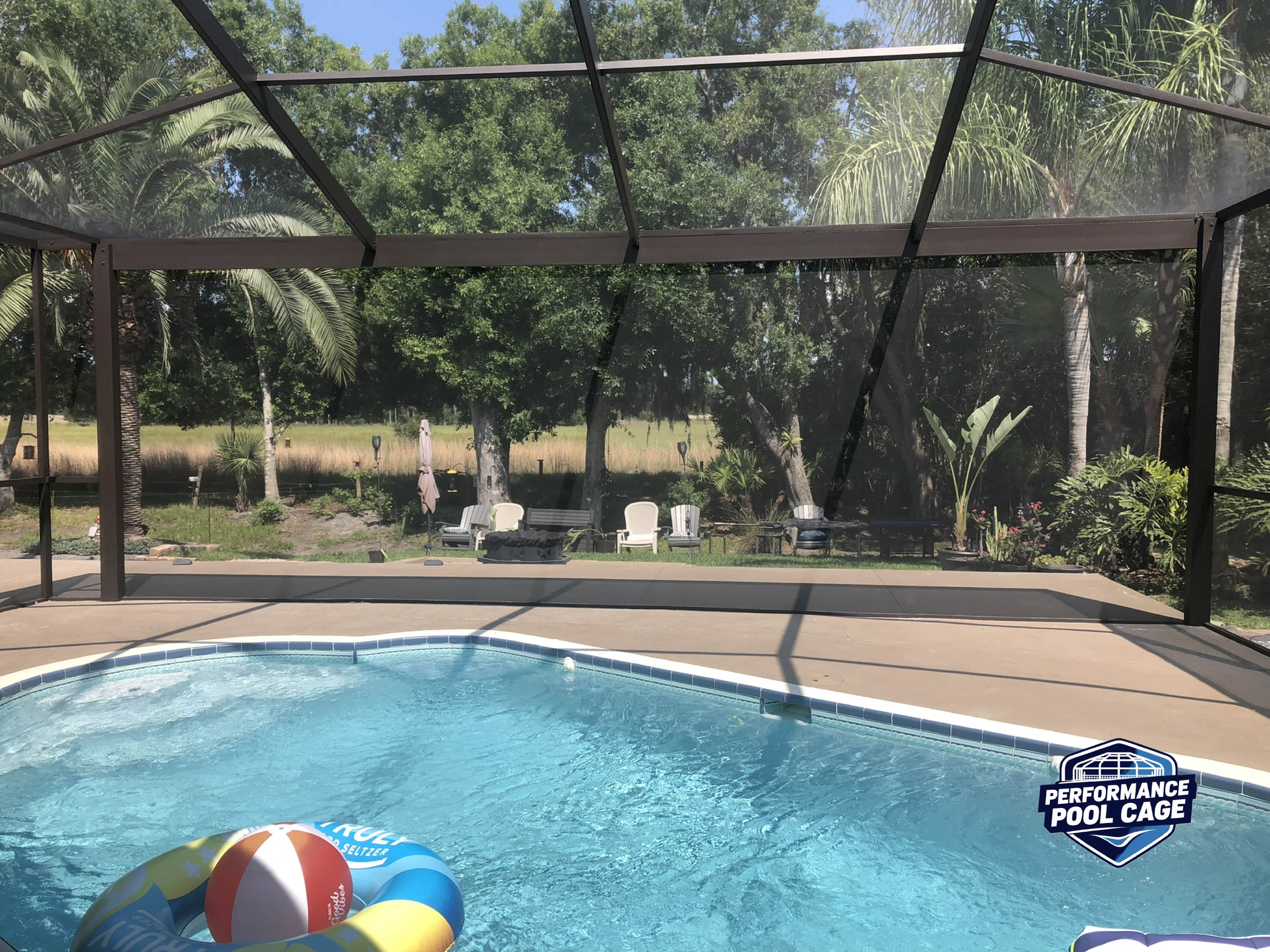 Pool enclosure painting and rescreening with complete replacement of rusty screws and new screens